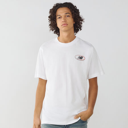 NEW BALANCE TEE SHIRT OVAL LOGO BLANC/NOIR HEREN