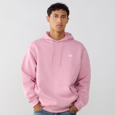 NEW BALANCE HOODIE SMALL LOGO ROSE/BLANC HEREN