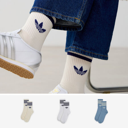 ADIDAS ORIGINALS CHAUSSETTES X3 CREW 3 STRIPES BLANC/BLEU UNISEX