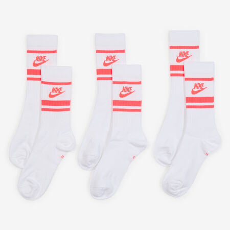 NIKE CHAUSSETTES X3 CREW STRIPE BLANC/ROSE HOMME