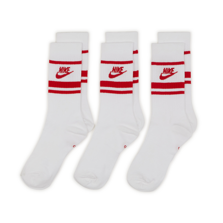 NIKE CHAUSSETTES X3 CREW STRIPE BLANC/ROUGE MIXTE