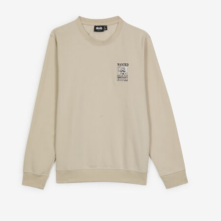 ONE PIECE SWEAT CREW WANTED LUFFY BEIGE HEREN