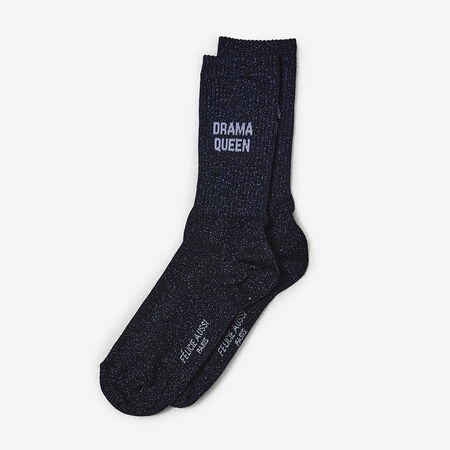 FELI CHAUSSETTES CREW DRAMA QUEEN GLITTER NOIR DAMES