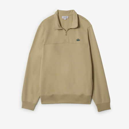 LACOSTE SWEAT HALF-ZIP CLASSIC LOGO SL BEIGE/VERT HOMME