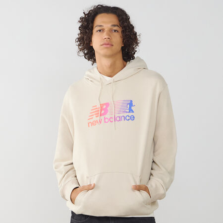 NEW BALANCE HOODIE BIG LOGO RUN BEIGE HOMME