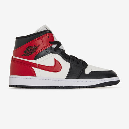 JORDAN air jordan 1 AIR JORDAN 1 MID BLACK TOE BLANC/ROUGE FEMME
