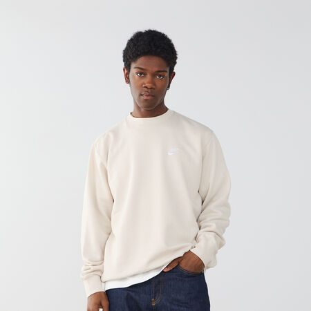 NIKE SWEAT CREW CLUB BEIGE/BLANC HOMME