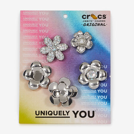 CROCS MONOCHROME SILVER FLOWERS 5 PACK MULTICOLORE FEMME
