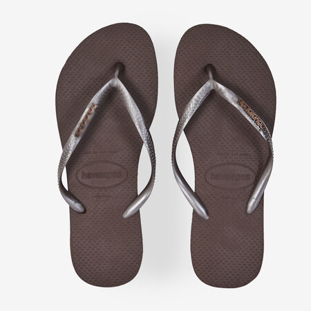 HAVAIANAS SLIM LOGO METALLIC MARRON DAMES