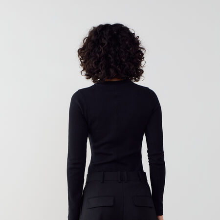 JORDAN TOP KNIT NOIR/BLANC FEMME