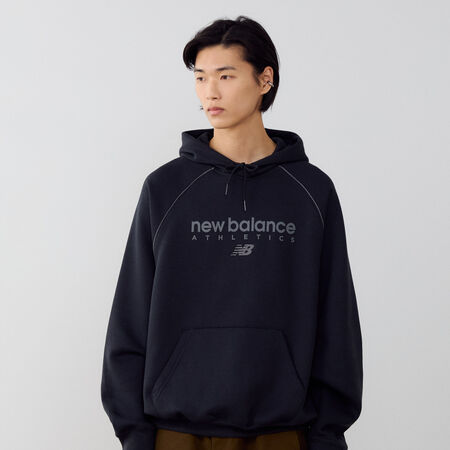 NEW BALANCE HOODIE LINEAR GRAPHIC NOIR HOMME