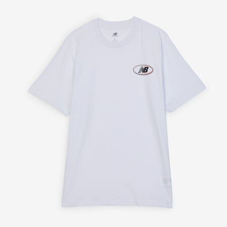 NEW BALANCE TEE SHIRT OVAL LOGO BLANC/NOIR HEREN