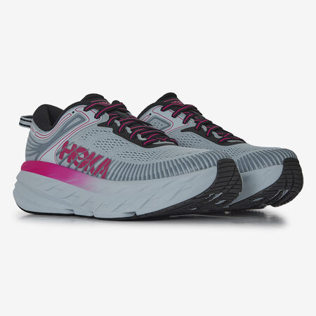 HOKA BONDI 7 GRIS/ROSE FEMME