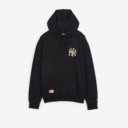 NEW ERA HOODIE NY YANKEES FLORAL EMBRO LOGO NOIR/BLANC HOMME
