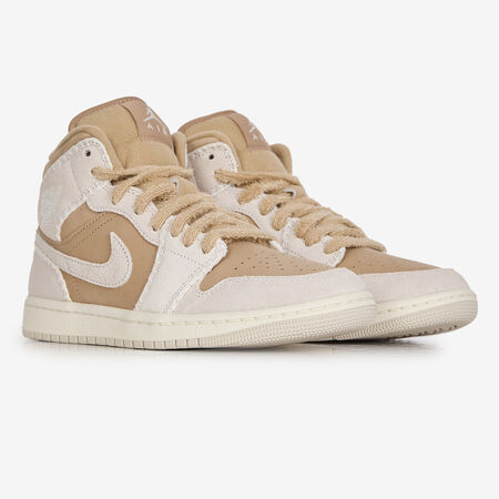 JORDAN AIR JORDAN 1 MID FUR MARRON/BEIGE DAMES