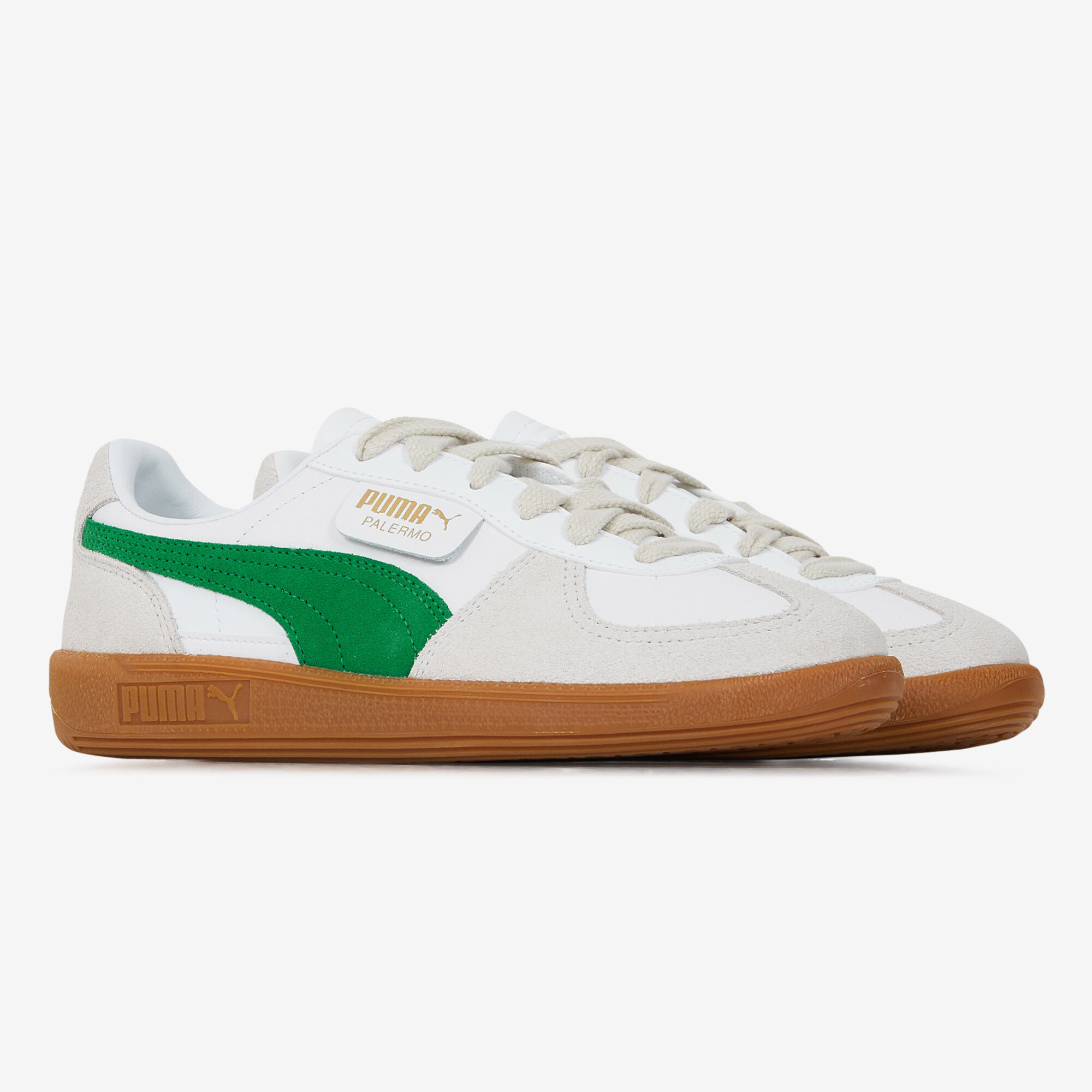 PUMA PALERMO LEATHER BLANC VERT SNEAKERS FEMME Courir.be