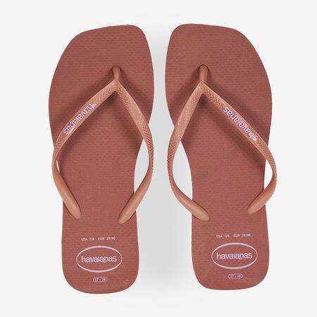HAVAIANAS SLIM SQUARE LOGO POP UP ORANGE FEMME