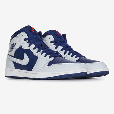 JORDAN AIR JORDAN 1 MID BLANC/BLEU HOMME