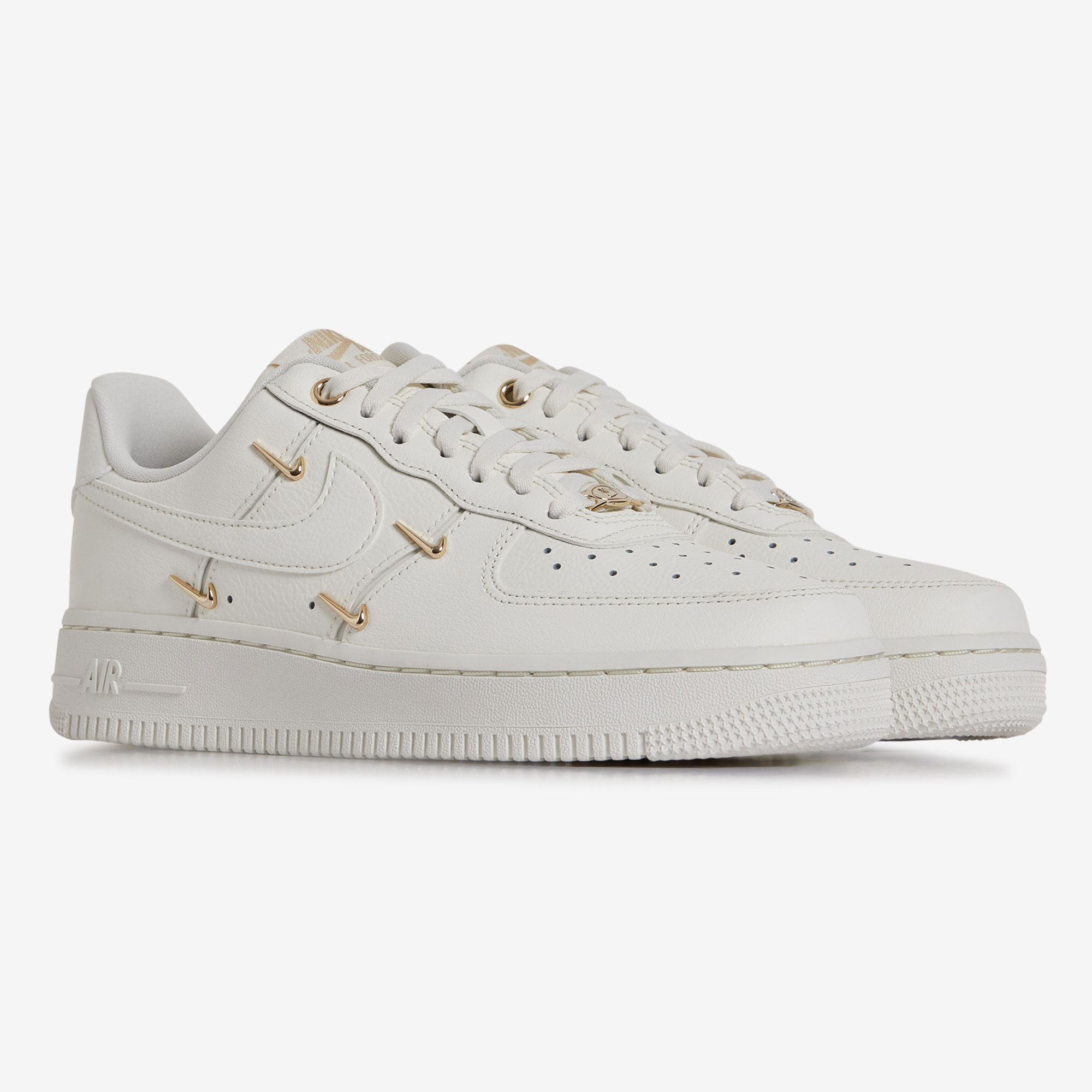NIKE AIR FORCE 1 LOW MINI SWOOSH BEIGE GOUD SNEAKERS DAMES