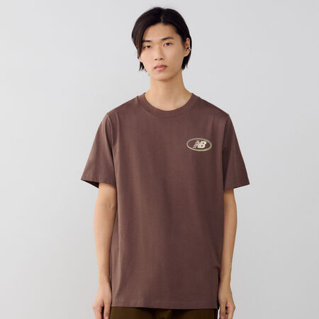 NEW BALANCE TEE SHIRT OVAL LOGO MARRON/BEIGE HEREN
