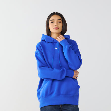NIKE HOODIE PHOENIX LONG OVERSIZED BLAUW/WIT DAMES