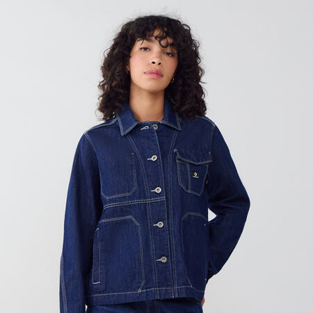 CONVERSE JACKET DENIM STITCHING BLAUW/WIT DAMES
