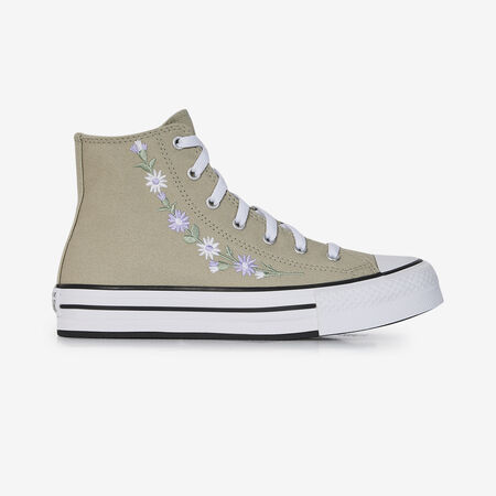 CONVERSE CHUCK TAYLOR ALL STAR EVA LIFT HI FLORAL KAKI/BLANC JUNIOR