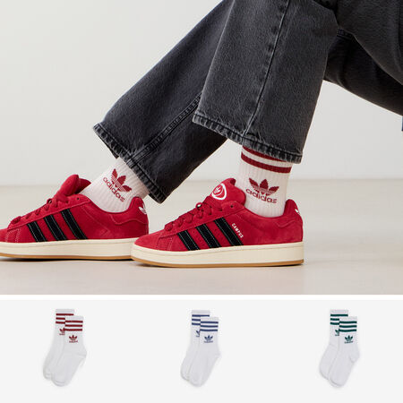 ADIDAS ORIGINALS CHAUSSETTES X3 MID CUT CREW TREFOIL BLANC/BORDEAUX HOMME