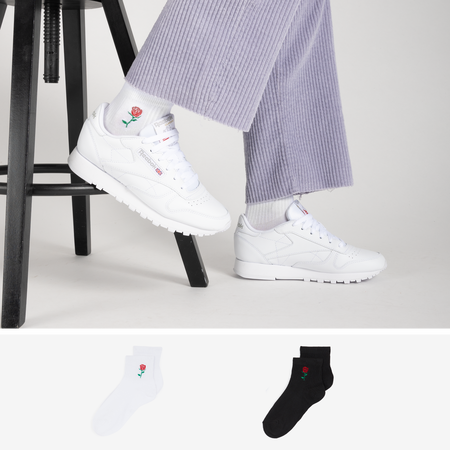 COURIR PACK QUARTER BRODERIE ROSE X2 BLANC/NOIR MIXTE