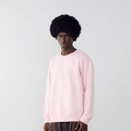 NEW BALANCE SWEAT CREW ESSENTIALS SMALL LOGO ROZE/WIT HEREN