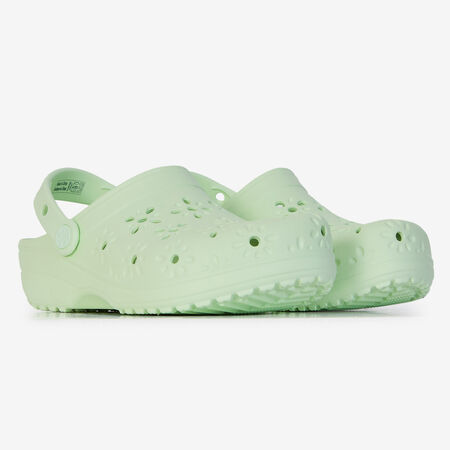 CROCS CLASSIC FLORAL CUT OUT CLOG VERT FEMME