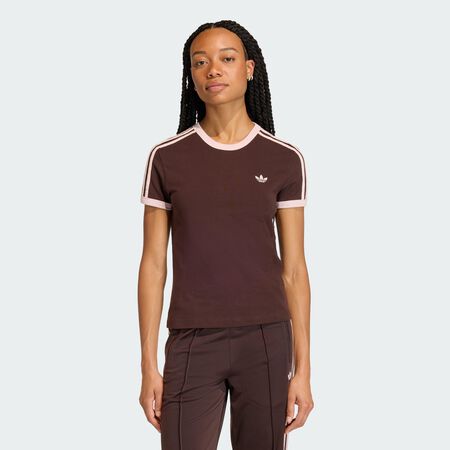 TEE SHIRT SLIM 3 STRIPES : MARRON/ROSE