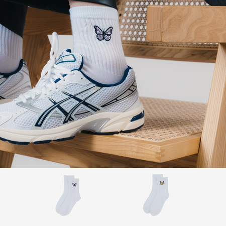 COURIR MID CREW BUTTERFLY 2PK BLANC/MULTICOLORE MIXTE