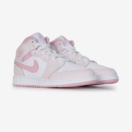 JORDAN AIR JORDAN 1 MID BLANC/ROSE JUNIOR