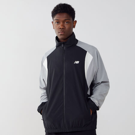 NEW BALANCE JACKET TRACKTOP WOVEN NOIR/GRIS HOMME