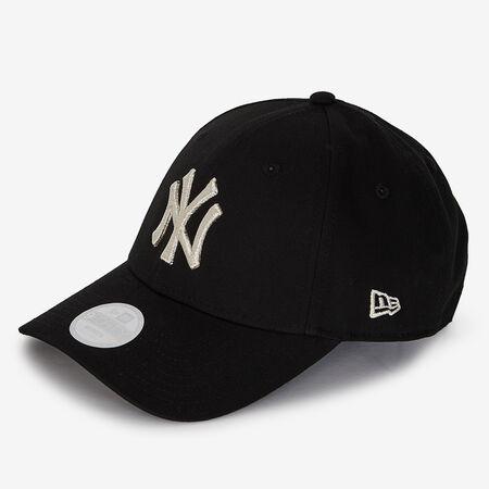 NEW ERA 9FORTY WOMEN NY METALLIC LOGO NOIR/BLANC FEMME