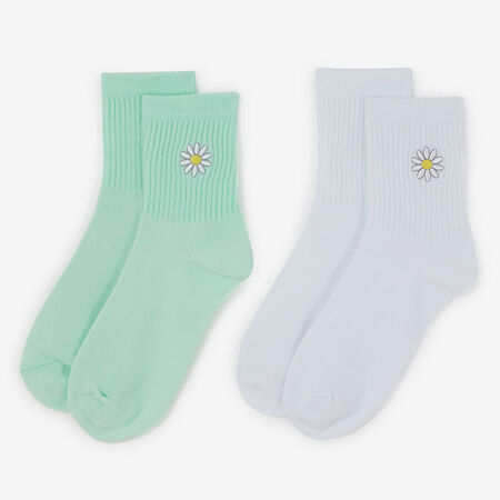 COURIR MID CREW DAISY 2PK BLANC/VERT MIXTE