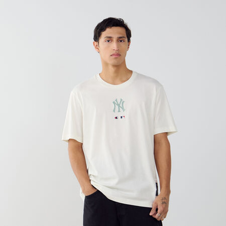 CHAMPION TEE SHIRT NY YANKEES ECRU/VERT HOMME