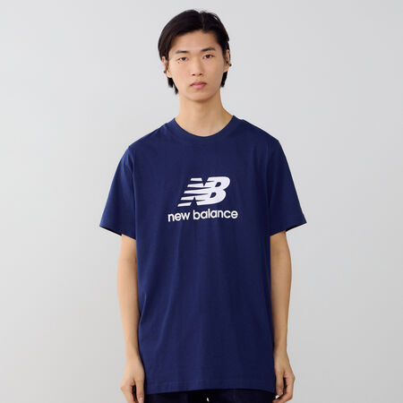 NEW BALANCE TEE SHIRT BIG LOGO MARINE/BLANC HEREN