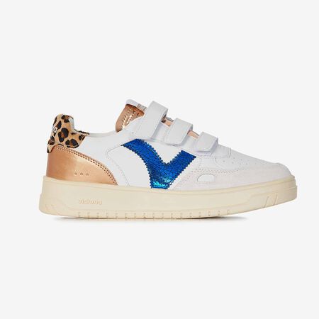 VICTORIA SEUL VELCRO BLANC/BLEU FEMME
