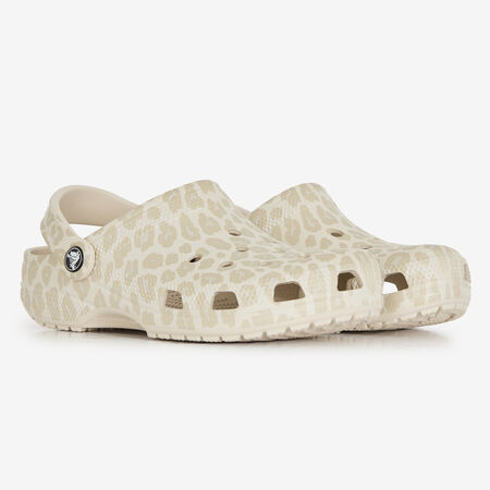 CROCS CLASSIC CLOG LEOPARD BLANC/BEIGE FEMME