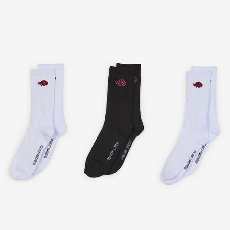 NARUTO CHAUSSETTES X3 CREW AKATSUKI BLANC/ROUGE MIXTE