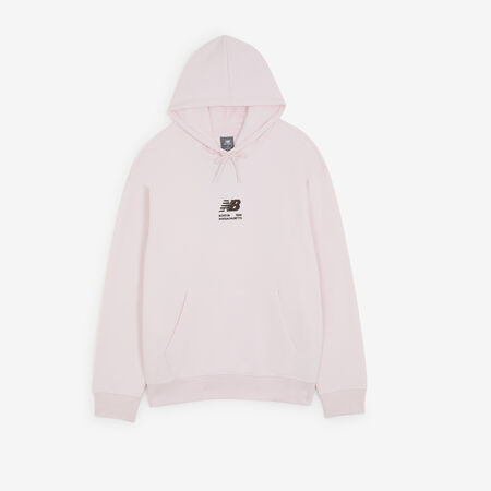 NEW BALANCE HOODIE BOSTON LOGO ROSE/MARRON HOMME