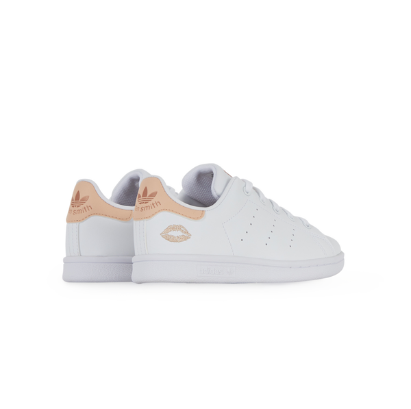 ADIDAS ORIGINALS STAN SMITH LIPS BLANC ROSE SNEAKERS ENFANT