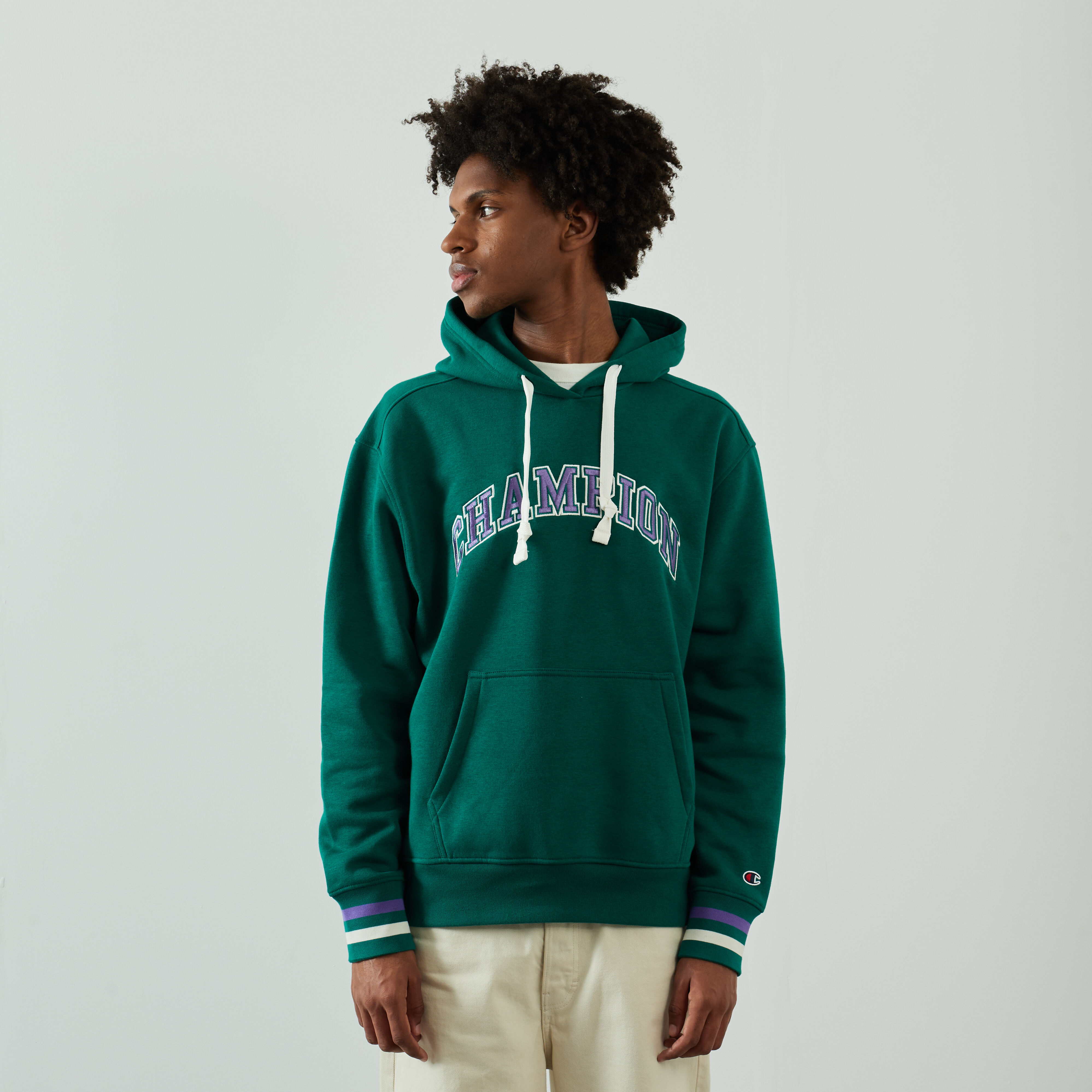 CHAMPION HOODIE BIG LOGO BOOKSTORE VERT BLEU SWEAT HOMME Courir.be