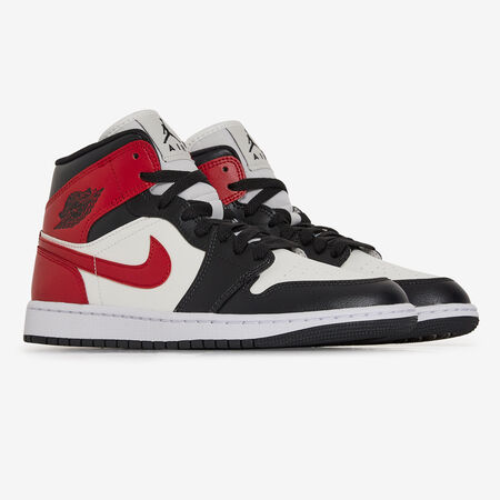 JORDAN air jordan 1 AIR JORDAN 1 MID BLACK TOE BLANC/ROUGE FEMME