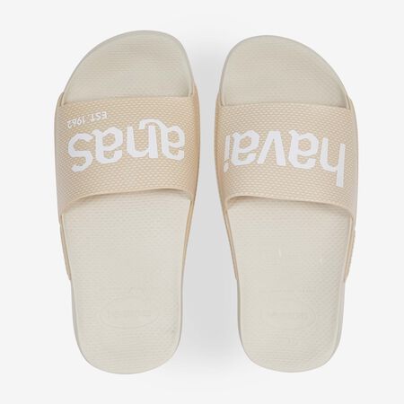 HAVAIANAS SLIDE CLASSIC LOGOMANIA BEIGE HOMME