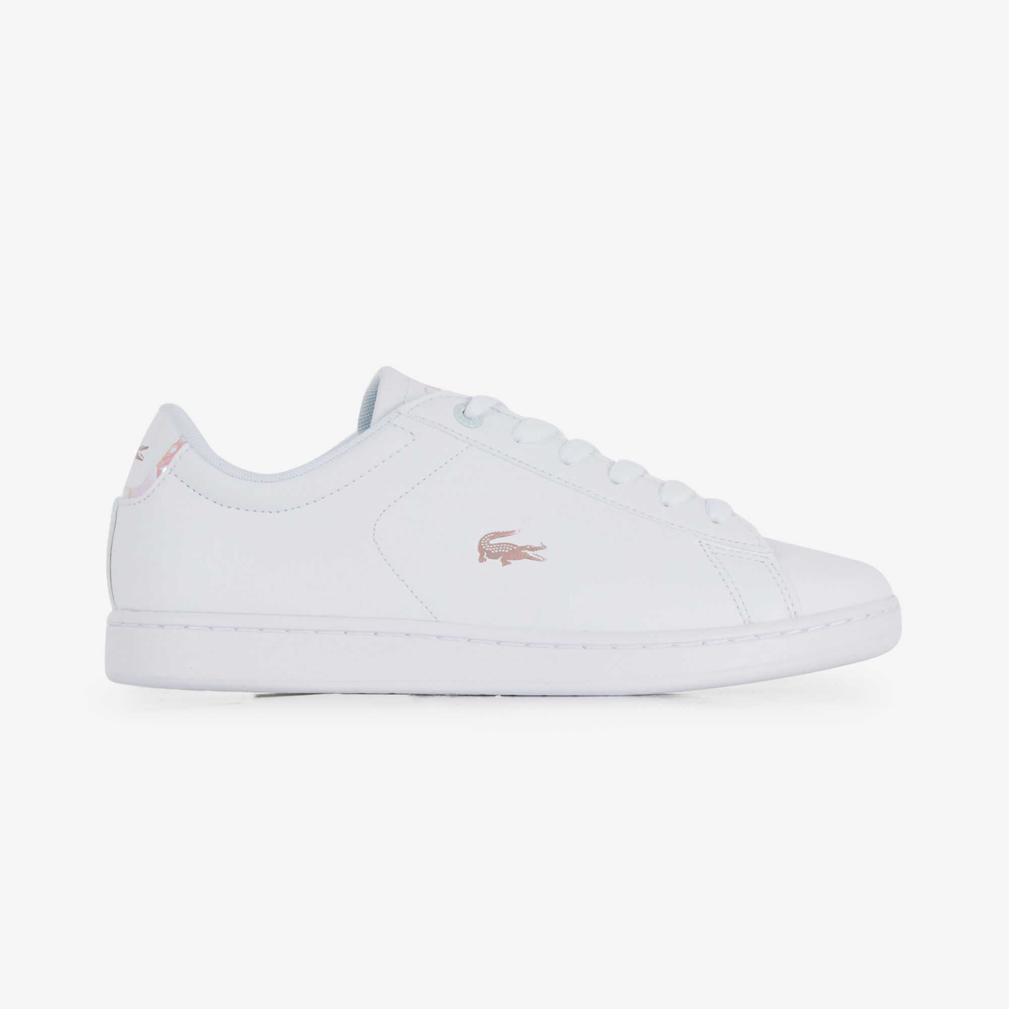 LACOSTE CARNABY EVO PASTEL BLANC ROSE IRIDESCENT SNEAKERS ENFANT