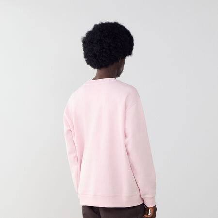 NEW BALANCE SWEAT CREW ESSENTIALS SMALL LOGO ROZE/WIT HEREN