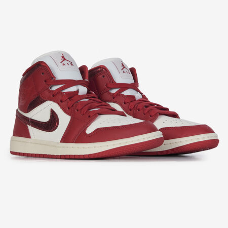 JORDAN AIR JORDAN 1 MID SE BLANC/ROUGE FEMME